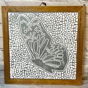 Modern farmhouse framed metal butterfly art